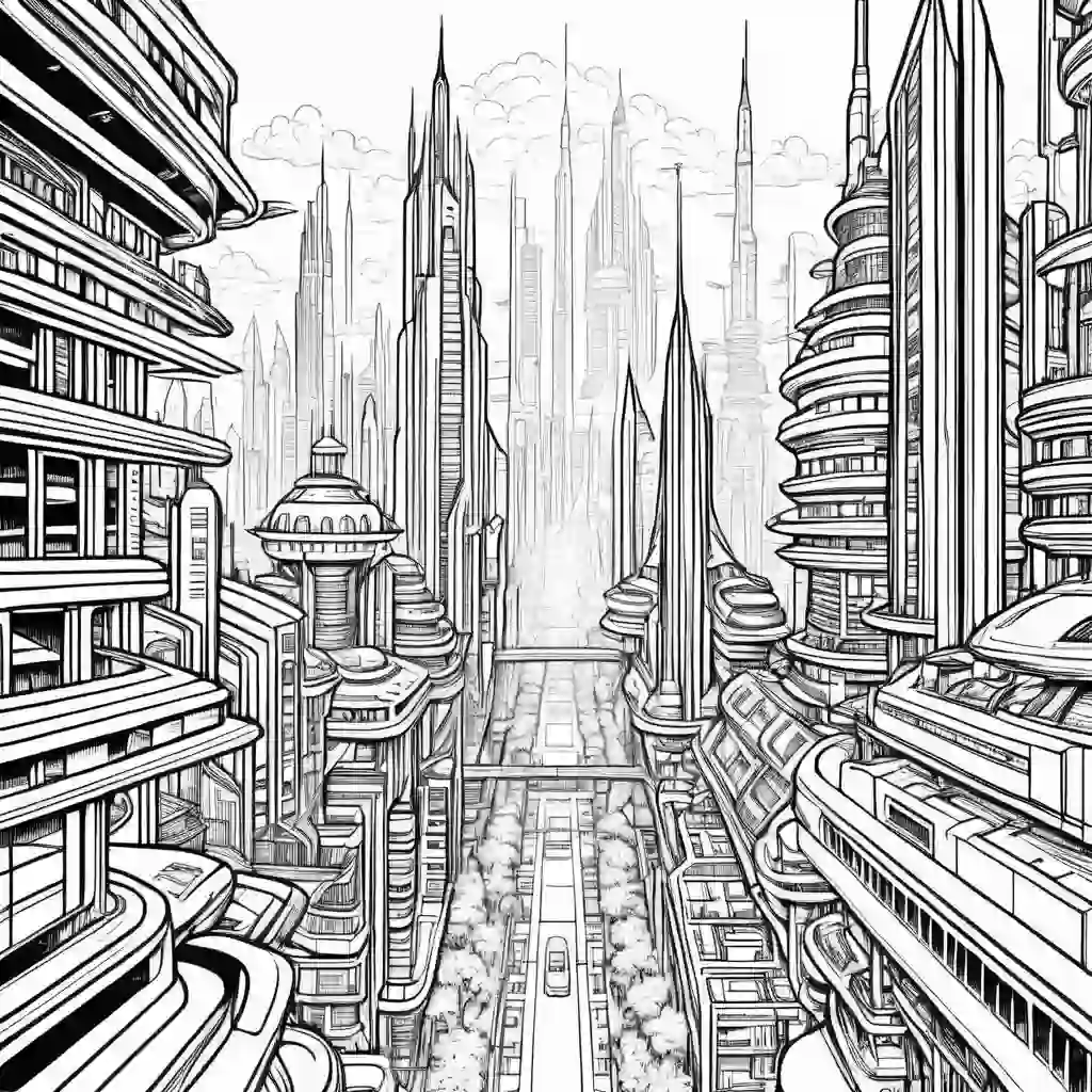 Futuristic City coloring pages